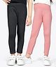 Ariel Cotton Knit Pack Of 2 Solid Non Transparent Leggings - Black & Rose