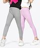 Ariel Cotton Knit Pack Of 2 Solid Non Transparent Leggings - Pink & Grey
