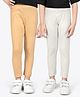 Ariel Cotton Knit Pack Of 2 Solid Non Transparent Leggings - Beige & Off White