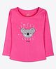 Ariel Cotton Knit Full Sleeves Baby Koala Embroidered & Smile Every Day Text Printed Tee - Pink