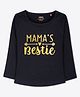 Ariel Cotton Knit Full Sleeves Mamas Bestie Text Printed Tee - Black