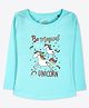 Ariel Cotton Knit Full Sleeves Unicorn Printed Tee - Sky Blue