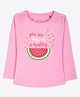 Ariel Cotton Knit Full Sleeves You Are One In A Melon Text Printed Tee - Pink