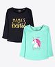 Ariel Cotton Knit Pack Of 2 Full Sleeves Mamas Bestie Text & Unicorn Printed Tees - Black & Green