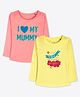 Ariel Cotton Knit Pack Of 2 Full Sleeves Typography Printed Tees - Orange & Yellow