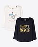 Ariel Cotton Knit Pack Of 2 Full Sleeves Mamas Bestie Text & Unicorn Printed Tees - Cream & Black