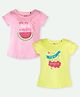Ariel Cotton Knit Pack Of 2 Half Sleeves Watermelon & Typography Printed Tops - Pink & Yellow