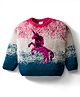 Babyhug Knit Full Sleeves Pullover Sweater with Reversible Unicorn Sequin Design - Multicolor