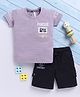 TOONYPORT Cotton Knit Half Sleeves Pursue Text Printed Tee & Shorts Set - Purple