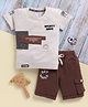TOONYPORT Cotton Knit Half Sleeves Sporty Ways Text Puff Printed Tee & Shorts Set - Cream