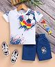 TOONYPORT Cotton Knit Half Sleeves Football Printed Tee & Coordinating Shorts Set - White