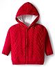 Babyhug Knit Full Sleeves Front Open Hooded Sweater with Cable Knit Design - Red