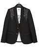 Charchit Cotton Blend Woven Full Sleeves Handwork Beads Embellished Blazer & Tee Set - Black