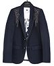 Charchit Cotton Blend Woven Full Sleeves Handwork Beads Embellished Blazer & Tee Set - Navy Blue