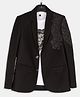 Charchit Cotton Blend Woven Full Sleeves Abstract Embroidered Blazer & Tee Set - Black