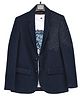 Charchit Cotton Blend Woven Full Sleeves Abstract Embroidered Blazer & Tee Set - Blue