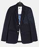 Charchit Cotton Blend Woven Full Sleeves Abstract Embroidered Blazer & Tee Set - Navy Blue