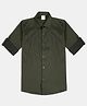 Charchit Cotton Lycra Woven Full Sleeves Beads Embellished Shirt - Dark Green