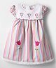 Twetoons Woven Cap Sleeves Striped Frock With Floral Embroidery - Multicolor
