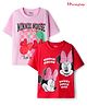 HoneyHap Disney Single Jersey Knit Oversize Drop Shoulder Half Sleeves T-Shirts with Minnie Mouse Graphics Pack of 2 - Red & Pink