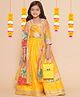 Bitiya By Bhama Silk Woven Floral Printed Gota Lace Embellished Lehenga Choli With Three Fourth Sleeves Shrug Set - Yellow