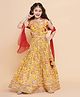Bitiya By Bhama Cotton Blend Woven Sleeveless Floral Printed Gota Lace Embellished Lehenga Choli With Dupatta Set - Yellow