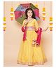 Bitiya By Bhama Silk Woven Three Fourth Sleeves Ethnic Foil Printed Gota Lace Embellished Coordinating Lehenga Choli With Dupatta Set - Yellow