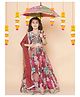 Bitiya By Bhama Silk Woven Three Fourth Sleeves Floral Printed Gota Lace Embellished Coordinating Lehenga Choli With Dupatta Set - Maroon