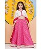 Bitiya By Bhama Silk Woven Three Fourth Sleeves Ethnic Foil Printed Gota Lace Embellished Lehenga Choli With Dupatta Set - Off White & Pink
