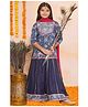 Bitiya By Bhama Silk Woven Three Fourth Sleeves Floral Printed Gota Lace Embellished Coordinating Kurti & Lehenga With Dupatta Set - Navy Blue