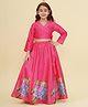 Bitiya By Bhama Silk Woven Three Fourth Sleeves Floral Printed Lehenga Choli Set - Pink