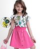 OLLINGTON ST. Cotton Popcorn Printed Frill Sleeves Top & Skirt Set - Pink
