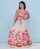 Bitiya By Bhama Silk Woven Three Fourth Sleeves Floral Printed Lehenga Choli - Pink