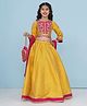 Bitiya By Bhama Silk Woven Three Fourth Sleeves Floral Embroidered Gota Lace & Sequins Embellished Lehenga Choli With Dupatta Set - Yellow