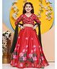 Bitiya by Bhama Silk Woven Three Fourth Sleeves Floral Printed Coordinating Lehenga Choli With Dupatta Set - Red