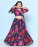 Bitiya By Bhama Silk Woven Three Fourth Sleeves Floral Printed Gota Lace Embellished Coordinating Lehenga Choli Set - Purple