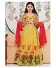 Bitiya by Bhama Silk Woven Three Fourth Sleeves Floral Printed Coordinating Lehenga Choli With Dupatta Set - Yellow