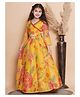 Bitiya By Bhama Silk Woven Three Fourth Sleeves Floral Printed & Gota Lace Embellished Lehenga Choli Set - Yellow