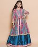 Bitiya By Bhama Silk Woven Floral Printed Gota Lace Embellished Lehenga Choli With Three Fourth Sleeves Shrug Set - Blue