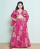 Bitiya By Bhama Georgette Woven Three Fourth Sleeves Floral Printed & Gota Lace Embellished Coordinating Lehenga Choli With Dupatta Set - Pink