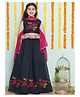 Bitiya By Bhama Silk Woven Sleeveless Floral Embroidered & Gota Lace Embellished Lehenga Choli With Dupatta Set - Black