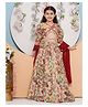 Bitiya By Bhama Silk Woven Three Fourth Sleeves Floral Printed & Gota Lace Embellished Coordinating Lehenga Choli With Dupatta Set - Beige