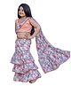 Cutiediva Georgette Woven Floral Printed Gota Lace Embellished Saree With Sleeveless Schiffli Embroidered Blouse - Multi Colour