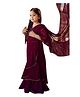 Cutiediva Georgette Woven Gota Lace Embellished Saree With Sleeveless Threadwork Embroidered Blouse - Wine