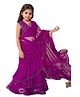 Cutiediva Muslin Woven Gota Lace Embellished Saree With Sleeveless Threadwork Embroidered Blouse - Fuchsia