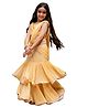 Cutiediva Rayon Woven Sleeveless Gota Lace Embellished Ready To Wear Pre Drapped Saree With Floral Embroidered Blouse Set - Light Yellow
