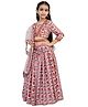 Cutiediva Viscose Woven Three Fourth Sleeves Floral Printed Lehenga & Choli With Dupatta Set - Multi Colour