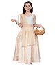 Cutiediva Cotton Woven Sleeveless Abstract Embroidered & Sequins Embellished Lehenga Choli With Dupatta Set - Peach