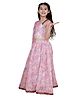 Cutiediva Organza Woven Sleeveless Floral Printed Lehenga & Choli Set - Pink