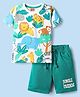 Babyhug Single Jersey Knit Half Sleeves T-Shirt & Shorts Set with Jungle Theme Print - Mint